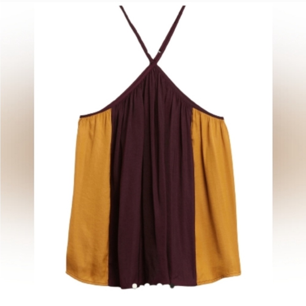 Banana Republic Satin Halter top Maroon/Yellow
